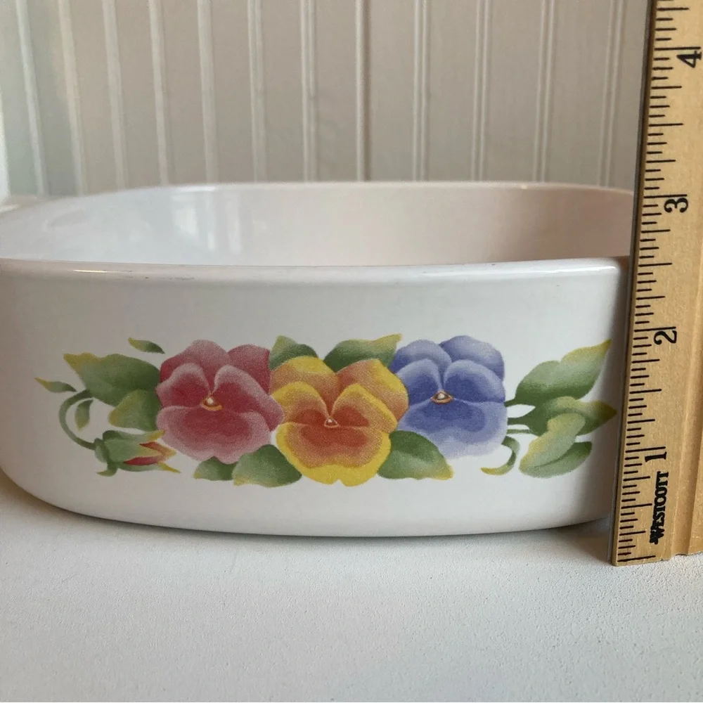 Vintage Corning Ware A -2- B, 2 Liter Summer Blush Pansies Casserole Dish Flower